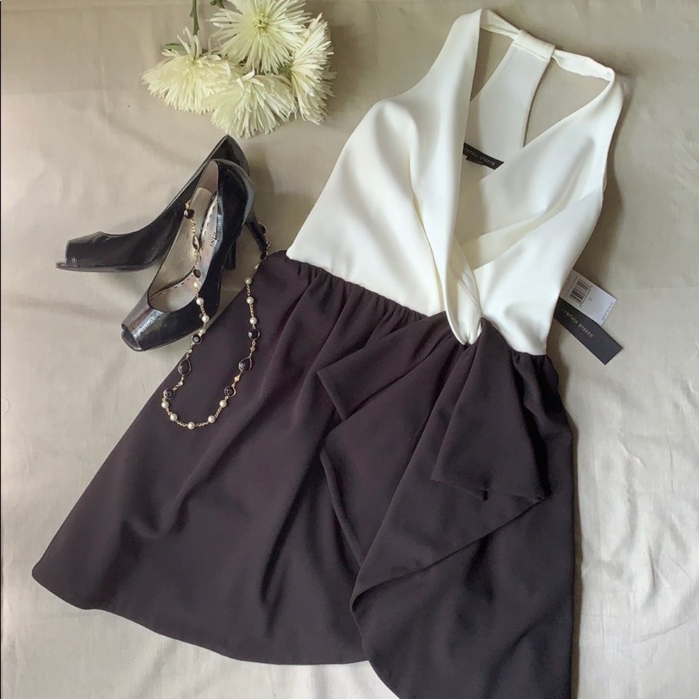 NWT Cynthia Steffe Black and Ivory Cocktail Dress